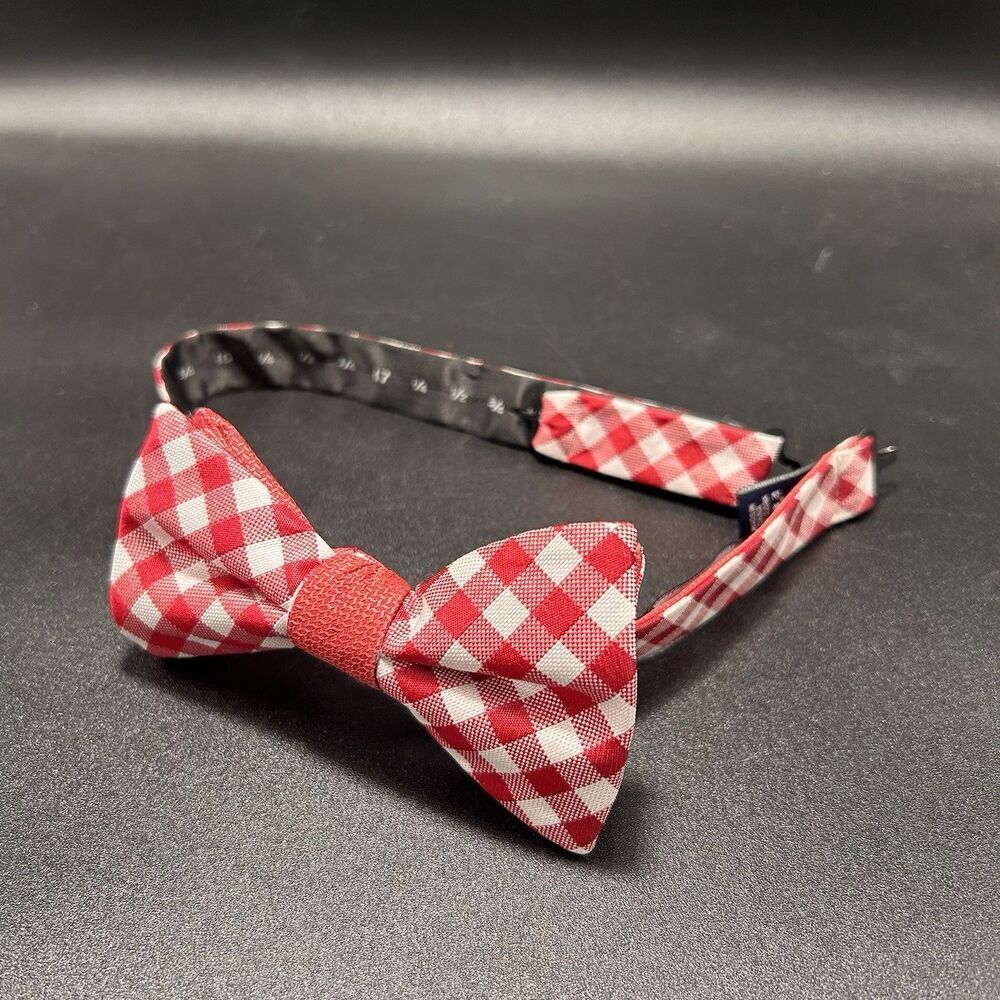 Saddlebred Bow Tie Men's Adjustable Silk Blend Red Plaid Hook Eye